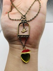 Vintage Boho Quirky Love Bird Dove Pink Photo Heart Locket Statement Necklace