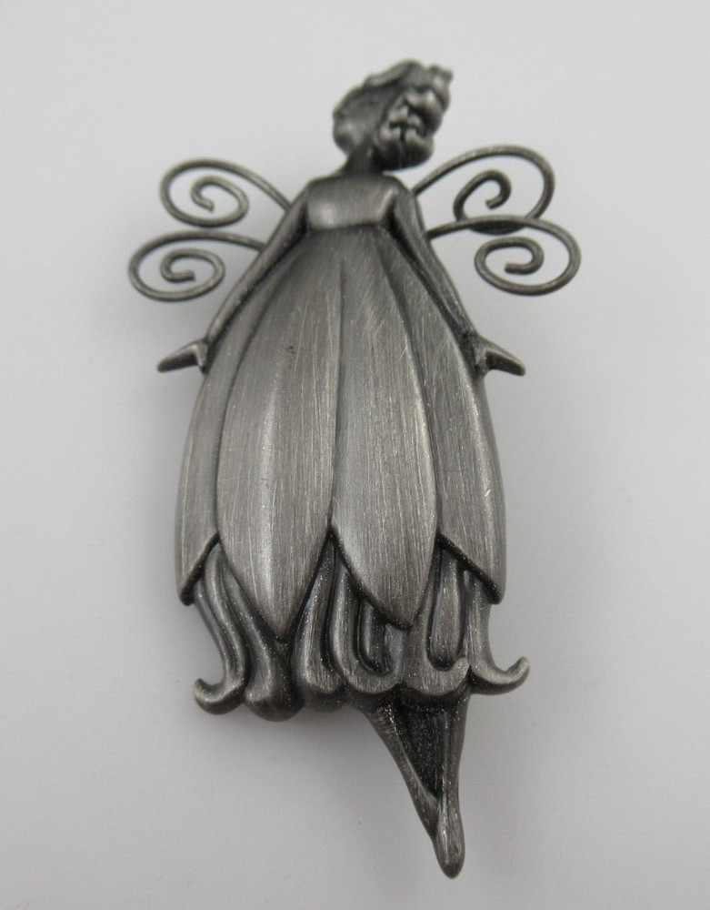 Hallmark Cards Pewter Tone Fairy Angel Brooch , Pin 2-1/2″