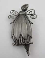 Hallmark Cards Pewter Tone Fairy Angel Brooch , Pin 2-1/2″