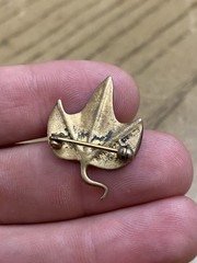 Vintage Sterling Silver 925 Designer Signed MMA Leaf Brooch Pin