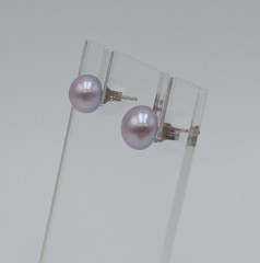 VTG 925 Lavender 6mm Pearl Stud Earrings Sterling Silver Round Cultured Estate