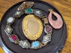 Victorian Edwardian Art Deco Jewellery Lot 10k gold Brass Glass GF See Video