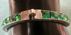 STUNNING ART DECO STERLING GREEN PASTE STONES BANGLE BRACELET 1920s FABULOUS