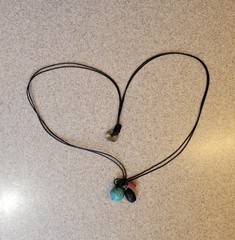Sponge Coral Black Lava Rock Turquoise Blue Howlite 32in Cord Necklace Vintage