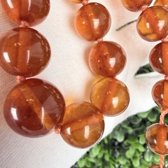 Vintage Baltic Amber Graduated Honey Cognac Hand Knotted Beaded Necklace