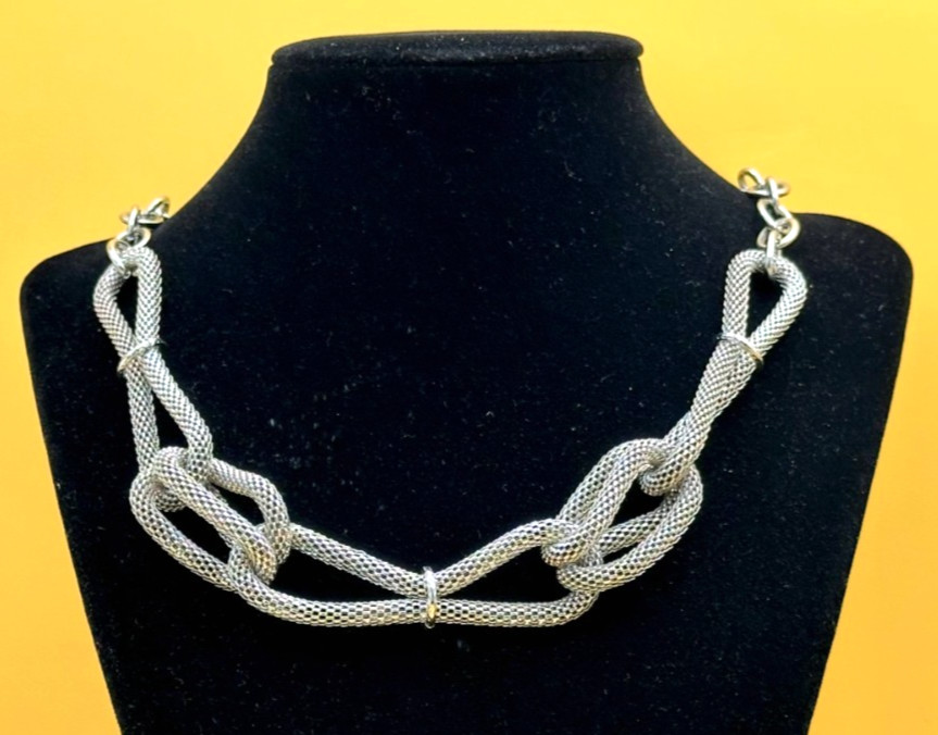 Signed VCLM Silver Tone Choker Necklace Vintage