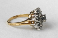 Vintage 14k Gold 2.25 Ctw Sapphire Diamond Cocktail Cluster Flower Ring Sz 7.25