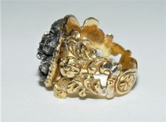 Antique Georgian 1.20CT (Est.) Rose Cut Diamond Filigree Ring 19K Gold S-5.5