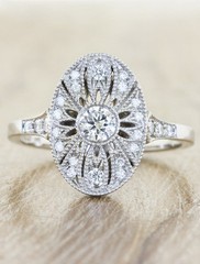 Art Deco Vintage Style Lab Created Diamond Weeding Ring In 14k White Gold Finish