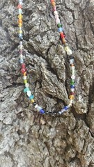 NEW Vtg Multi Colored Vibrant Glass Bead Necklace Boho Chic Made In India 13″