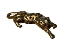 Lady Remington Gold Tone Panther Tiger Cat Large Goldtone Rhinestone Pin Brooch
