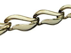 Vintage Choker Necklace Retro Gold Tone Cream Enamel Mid Century Chain 15 inch