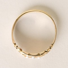 Victorian 15K Gold Seed Pearl and Ruby Ring Band