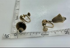 Vintage 12kt Gold Filled JMS Ribbed Bell Dangling Screwback Earrings
