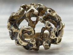 Vintage Brutalist Sterling Silver Gold Plated Statement Ring Sz 6.5 Modernist