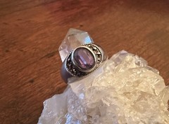 Vintage Sterling Silver Marcasite And Amethyst Ring Size 4.75-5 Hallmark 925