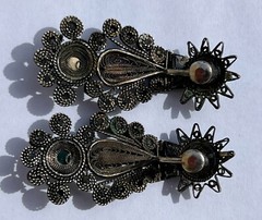 ANTIQUE ARMENIAN BYZANTINE REVIVAL OTTOMAN PEARL COIN SILVER JEWELED EARRINGS