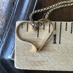 Vintage Pendant Necklace 15 Inch Open Heart 1/20 12k GF Gold Filled Box Chain