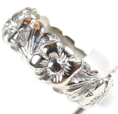 Antique Art Deco Diamond 14KW Eternity Wedding Band Ring Size 5.75 UK-L 6.25MM