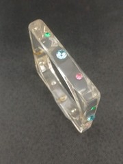 MID-CENTURY Clear Square lucite multicolor inset faceted stones bangle bracelet