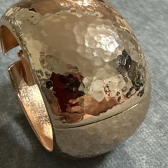 Vintage Bracelet Hammered Metal Copper Rose Gold Wide Hinged Boho Bangle
