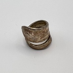 Vintage Barton Spoon Ring Size 8 Silver Plate Brutalist Modernist Artisan Patina