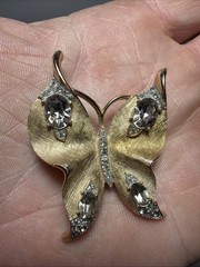 Vintage Trifari Alfred Philippe Butterfly Brooch With Crystals, 1950-1960s