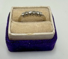 ANTIQUE ART DECO 1920’S NATURAL 6 DIAMOND BAND RING 14K WHITE GOLD SIZE 5.5