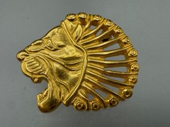 VINTAGE GOLD PLATED LION HEAD BROOCH METROPOLITAN ART MUSEIM SIGNED MMA