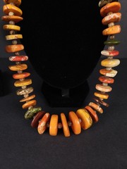 Vintage “Yellow Turquoise” Graduated Disc Beaded Natural Stone Necklace Bracelet