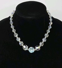 Vintage AB Crystal Graduated Necklace Strung on Chain Beaded 17-19 Inches