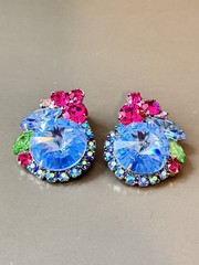 RARE Vintage Verified JULIANA D&E Ice Blue Rivoli Stone Brooch & Earring Set
