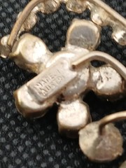 1950s Austria silver plated clear crystals spray brooch clip on earnings set