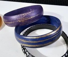 Vintage Lucite Acrylic Resin Plastic Bangle Bracelets Lot Of 7 Multi Color