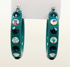 E179 Dk green lucite Acrylic wide 1.5 Hoop dk green & ab color Fashion Earrings