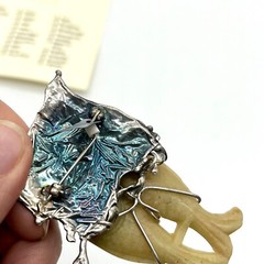 Cathleen McLain Sterling Silver Fish Brooch Semi Precious Stones One-of-a-Kind