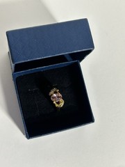 Vintage Pink Cubic Zirconia Ring Gold Plated Womens Size 6.5