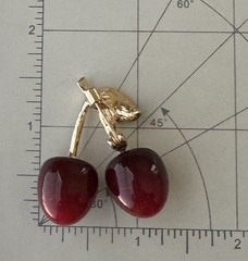 Vintage style Cherry brooch enamel on metal