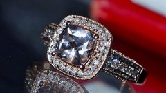 14k rose gold ring 1.45ct morganite natural diamond sz 7 halo 5.50g LeVian N3040