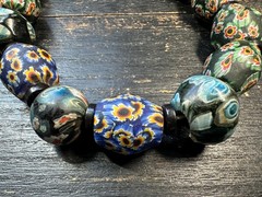 Vintage Nepal Millefiori Beads Statement Necklace – Large Old Glass Beads Stran