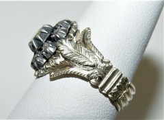Antique Georgian 0.70CT (Est.) Rose Cut Diamond Filigree Ring 19K Gold S-7