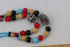 Glass & Metal Bead Necklace, Double Strand, 39gr