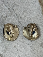 57. Rare Crown TRIFARI Gold tone Blue Oval Cabochon Clip on Earrings 14.7g, 21mm