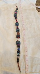 Vintage Artisan Mixed Media Wood Stone Shell Bead Statement Necklace Colorful…