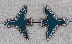 Blue Enamel on Copper Thunderbird Eagle Bird Cufflinks MCM