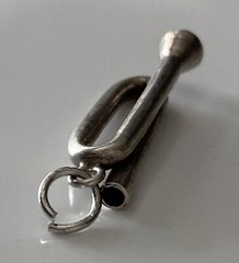 Vintage Sterling Silver Bugle Musical Band Brass Horn Instrument Pendant Charm