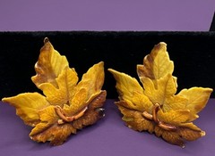 Vintage Maple Leaf Earrings Light Weight Earthy shade Realistic Leaves Celluloid
