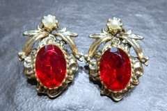 MCM Vintage Clip Earrings Jewelry Lot ~ Mid Century Rhinestone Glamour ~ 25 Pair