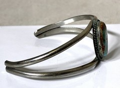Alpaca Mexico Silver Cuff Bracelet Turquoise Adjustable