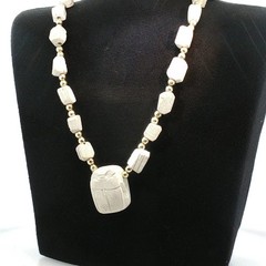 Vintage Egyptian Revival Scarab Necklace Antique Style Amulet Jewelry